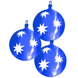 Grote Kerstbal hangdecoratie van karton - 3x - blauw - Dia 30 cm - Kerstversiering