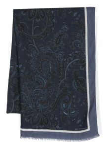 ETRO paisley-print frayed-trim scarf - Bleu