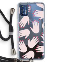 Hands pink: Motorola Moto G9 Plus Transparant Hoesje met koord