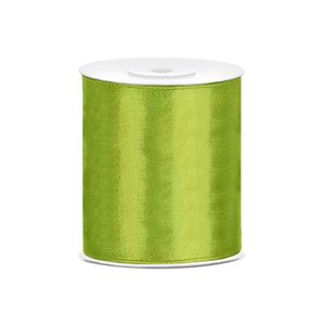 1x Satijnlint groen rol 10 cm x 25 meter cadeaulint verpakkingsmateriaal - Cadeaulinten