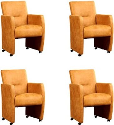 Set van 4 Cognac leren moderne eetkamerfauteuils Pleasure - Kenia Leer Cognac (cognac leer)