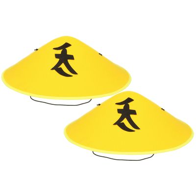 2x Chinese Aziatische hoed geel verkleed accessoire