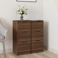Dressoirs 2 st 30x30x70 cm bewerkt hout bruin eikenkleur