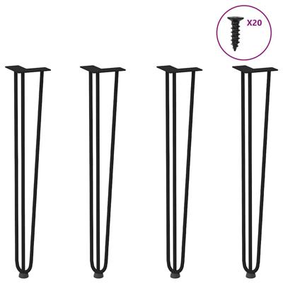 Haarspeld tafelpoten 4 st 72 cm massief staal zwart