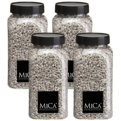 Mica Decorations decoratie stenen/granulaat - 4x - 650ml - lichtgrijs - hobby steentjes
