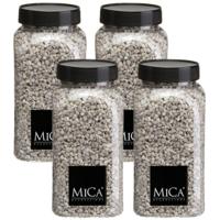 Mica Decorations decoratie stenen/granulaat - 4x - 650ml - lichtgrijs - hobby steentjes
