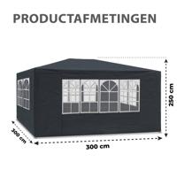MaxxGarden Partytent - Budget Paviljoen - 3x3m - 3 Zijwanden - Antraciet - thumbnail