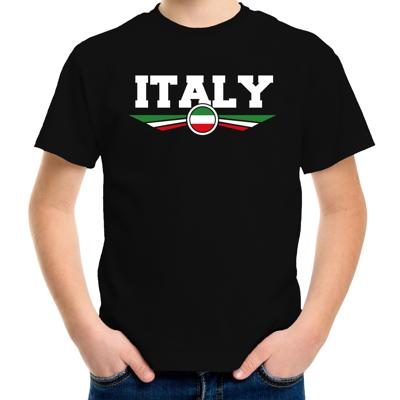 Italie landen supporters t-shirt - zwart - kinderen - Fan kleding - EK / WK / Olympische spelen