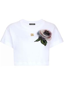 Dolce & Gabbana t-shirt en coton à détail de fleur - Blanc