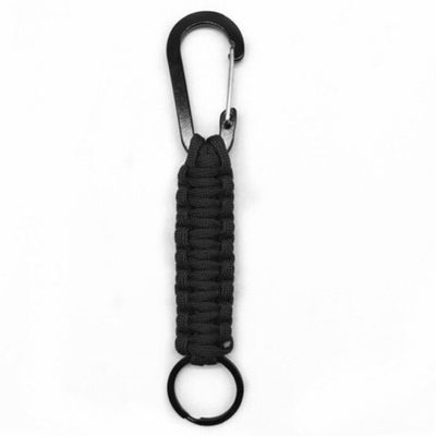 Gevlochten Sleutelhanger Paracord met Ring en Musketon Zwart