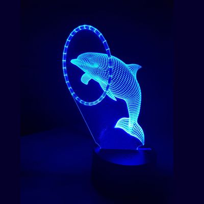 3D LED LAMP - DOLFIJN IN RING - Ontwerp-zelf.nl
