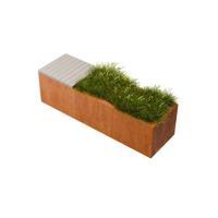 Geroba Geroba hardhouten zitbank met plantenbak Florisa C2 1500x400x420mm - Cortenstaal