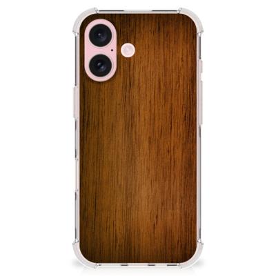 iPhone 16 Stevig Telefoonhoesje Donker Hout