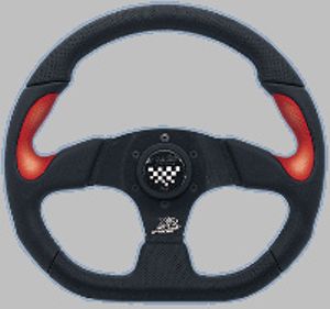 Simoni Racing Sportstuur X2 Poly/Pelle 'Formula' 330mm - Zwart/Rood SRX233PIR