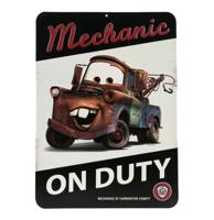 Disney Pixar Tow Mater Mechanic On Duty Metalen Bord - 25,5 x 35,5cm