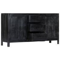 The Living Store Dressoir Mangohout Zwart 147x40x80cm - 2 Deuren en 3 Lades