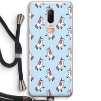 Eenhoorns overal: OnePlus 6 Transparant Hoesje met koord