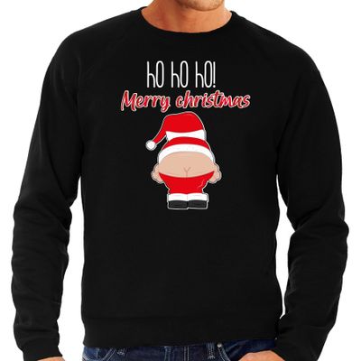 Foute Kersttrui/sweater voor heren - Kerstman - zwart - Merry Christmas Foute Kersttrui/sweater voor heren - Kerstman - zwart - Merry Christmas