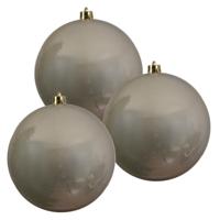 Decoris Kerstbal - 3x - licht parel/champagne - groot - 20 cm - kunststof - glans