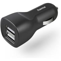 Hama Car Charger met 2x USB-A Socket 12 W Oplader Zwart Hama Car Charger met 2x USB-A Socket 12 W Oplader Zwart
