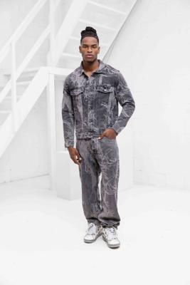 Project X Paris Motif Végétal Denim Set Heren Donkergrijs - Maat L - Kleur: Donkergrijs | Soccerfanshop