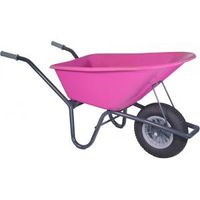 Kruiwagen gecoat 100 liter fuchsia met binnen- en buitenband - thumbnail