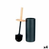 Toiletborstel Zwart Hout Hars 10,2 x 38 x 10,2 cm (4 Stuks)