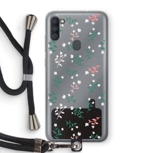 Small white flowers: Samsung Galaxy A11 Transparant Hoesje met koord