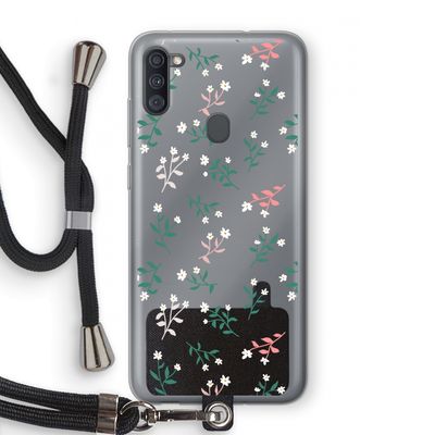 Small white flowers: Samsung Galaxy A11 Transparant Hoesje met koord