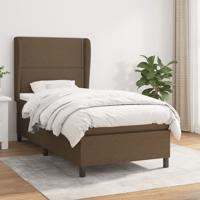 Boxspring met matras stof donkerbruin 90x200 cm