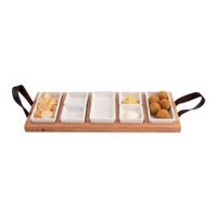 Bowls and Dishes Puur Hout Serveerplank 5-vaks 49 x 19,5 cm - Wit