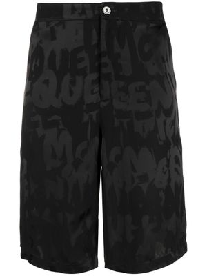 Alexander McQueen short de bain Graffiti à logo en jacquard - Noir
