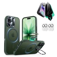 iPhone 17 Bundle Classic Hybrid Magnetic Case (Camera Control, Stash Stand) and Armorite Privacy Screen Protector - Frosted Green