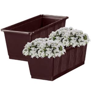 Plantenbak/bloembak - 2x - bruin - rechthoekig - 60 x 17,5 x 14,5 cm