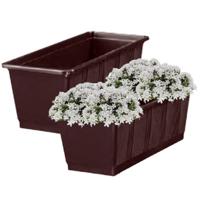 Plantenbak/bloembak - 2x - bruin - rechthoekig - 60 x 17,5 x 14,5 cm