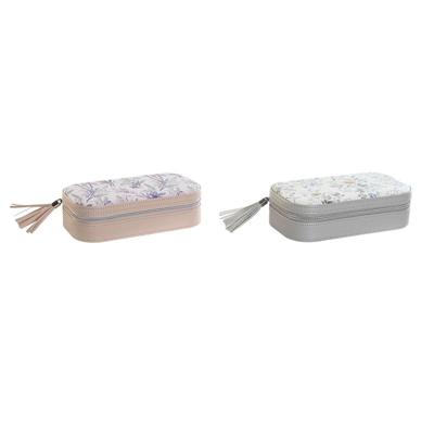 Doos-Juwelenkistje DKD Home Decor Wit Grijs Lila Licht Roze Polyurethaan Spiegel 18,5 x 10 x 5 cm (2 Stuks)