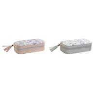 Doos-Juwelenkistje DKD Home Decor Wit Grijs Lila Licht Roze Polyurethaan Spiegel 18,5 x 10 x 5 cm (2 Stuks)