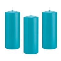 8x Turquoise blauwe cilinderkaarsen/stompkaarsen 8 x 20 cm 119 branduren