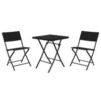 Tafel met twee stoelen Home ESPRIT Zwart Staal Synthetische rotan 58 x 58 x 71,5 cm