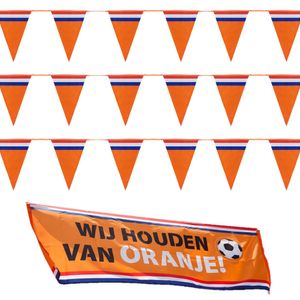 Bellatio decorations - Oranje Holland vlaggenlijnen set met grote banier vlag