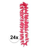 24x Hawaii feest krans met roze bloemen 110 cm