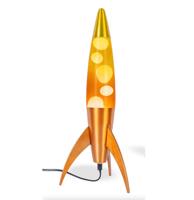Fisura Lava Lamp Raket - Oranje En Gele Basis En Verloop Fles Met Transparant Vloeistof en Witte Lava Fisura Lava Lamp Raket - Oranje En Gele Basis En Verloop Fles Met Transparant Vloeistof en Witte Lava