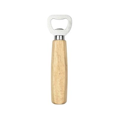 Flessenopener - RVS - eikenhout - 14 cm - bieropener