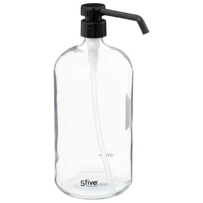 5Five Zeeppompje/dispenser - glas - transparant - 1 liter - navulbaar - toilet/badkamer/keuken