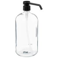 5Five Zeeppompje/dispenser - glas - transparant - 1 liter - navulbaar - toilet/badkamer/keuken