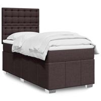 Boxspring met matras stof donkerbruin 90x200 cm Boxspring met matras stof donkerbruin 90x200 cm