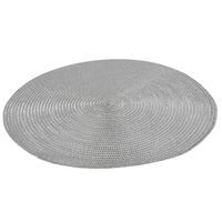 Placemat - metallic zilver - 38 cm - rond - geverfd jute - thumbnail