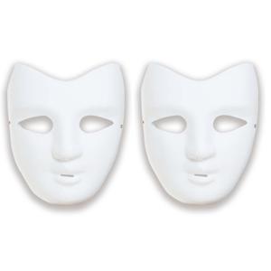 Grimeer masker DIY - 2x - wit - van kunststof - met elastiekje - volwassenen