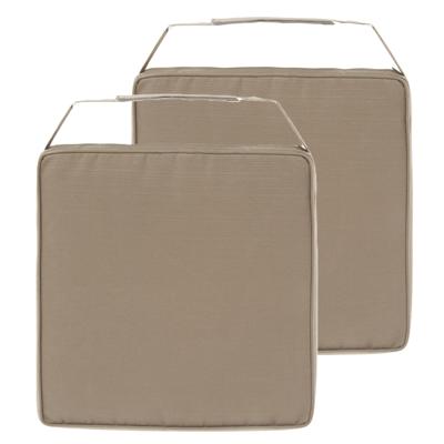 Hespiride Stoelkussen Gerona - 2x - 40 x 40 cm - lichtbruin - polyester - tuinkussen - klittenband