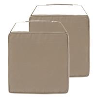 Hespiride Stoelkussen Gerona - 2x - 40 x 40 cm - lichtbruin - polyester - tuinkussen - klittenband